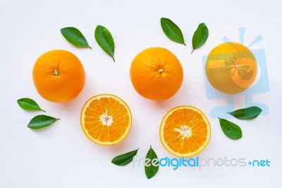 Fresh Orange Citrus Fruit Isolated On White Background Stock Photo