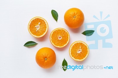 Fresh Orange Citrus Fruit Isolated On White Background Stock Photo