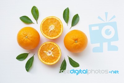 Fresh Orange Citrus Fruit Isolated On White Background Stock Photo