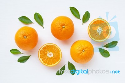 Fresh Orange Citrus Fruit Isolated On White Background Stock Photo