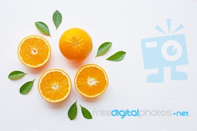 Fresh Orange Citrus Fruit Isolated On White Background Stock Photo