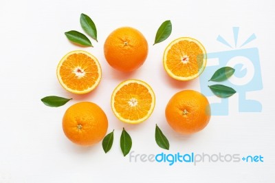 Fresh Orange Citrus Fruit On White Background Stock Photo