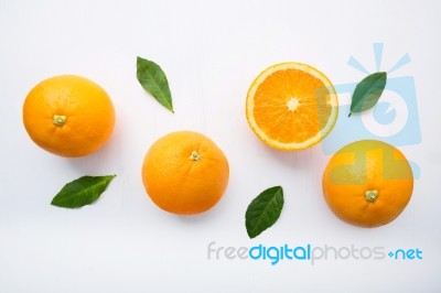 Fresh Orange Citrus Fruit On White Background Stock Photo