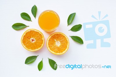 Fresh Orange Citrus Fruit On White Background Stock Photo