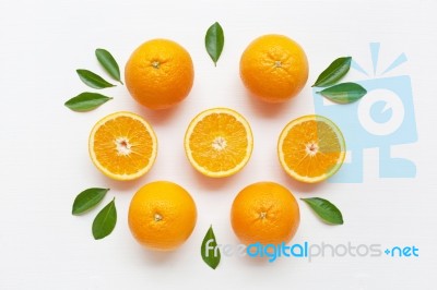 Fresh Orange Citrus Fruit On White Background Stock Photo