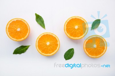 Fresh Orange Citrus Fruit On White Background Stock Photo