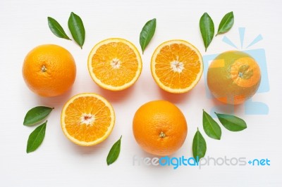 Fresh Orange Citrus Fruit On White Background Stock Photo