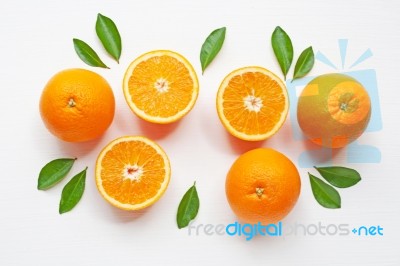 Fresh Orange Citrus Fruit On White Background Stock Photo