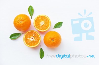 Fresh Orange Citrus Fruit On White Background Stock Photo