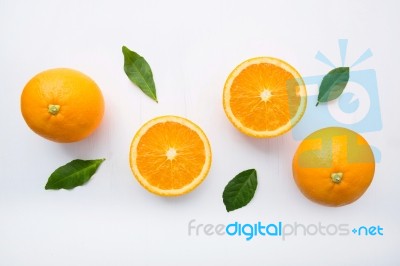 Fresh Orange Citrus Fruit On White Background Stock Photo