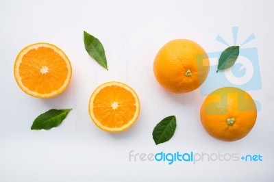 Fresh Orange Citrus Fruit On White Background Stock Photo