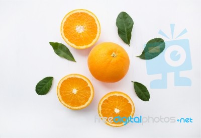 Fresh Orange Citrus Fruit On White Background Stock Photo