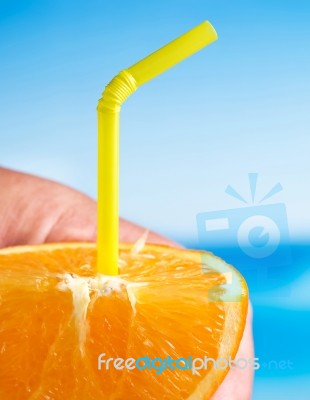 Fresh Orange Juice Means Tropical Fruit And Beverage Stock Photo