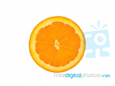 Fresh Orange Slice On White Background Stock Photo