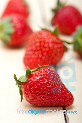 Fresh Organic Strawberry Over White Wood Stock Photo