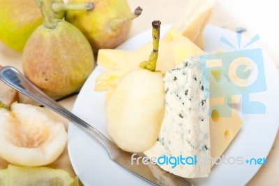 Fresh Pears And Cheese Stock Photo