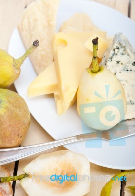 Fresh Pears And Cheese Stock Photo