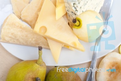 Fresh Pears And Cheese Stock Photo