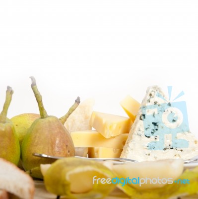 Fresh Pears And Cheese Stock Photo