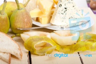 Fresh Pears And Cheese Stock Photo