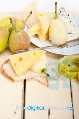 Fresh Pears And Cheese Stock Photo