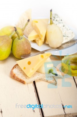 Fresh Pears And Cheese Stock Photo