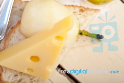 Fresh Pears And Cheese Stock Photo