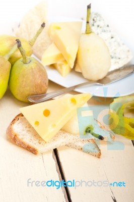 Fresh Pears And Cheese Stock Photo