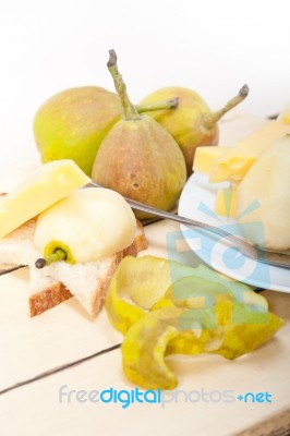 Fresh Pears And Cheese Stock Photo