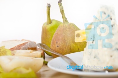 Fresh Pears And Cheese Stock Photo