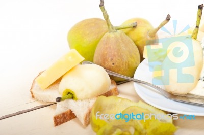 Fresh Pears And Cheese Stock Photo