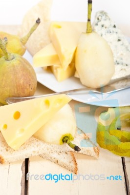 Fresh Pears And Cheese Stock Photo