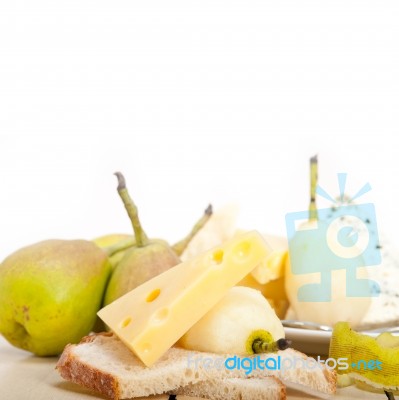 Fresh Pears And Cheese Stock Photo