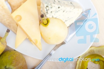 Fresh Pears And Cheese Stock Photo