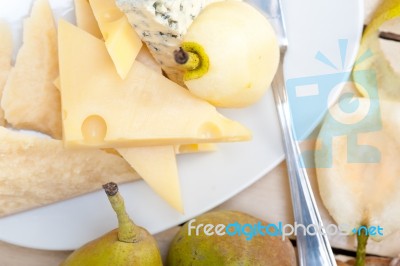 Fresh Pears And Cheese Stock Photo