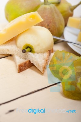 Fresh Pears And Cheese Stock Photo