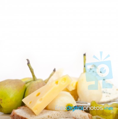 Fresh Pears And Cheese Stock Photo