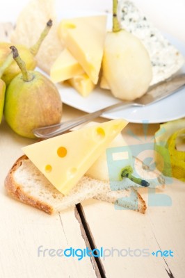 Fresh Pears And Cheese Stock Photo