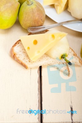 Fresh Pears And Cheese Stock Photo