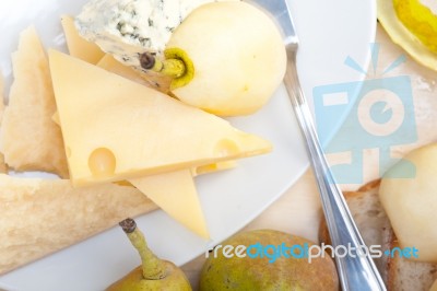 Fresh Pears And Cheese Stock Photo