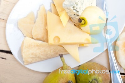 Fresh Pears And Cheese Stock Photo