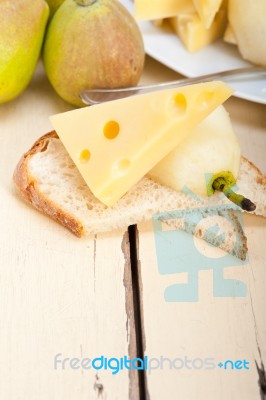 Fresh Pears And Cheese Stock Photo