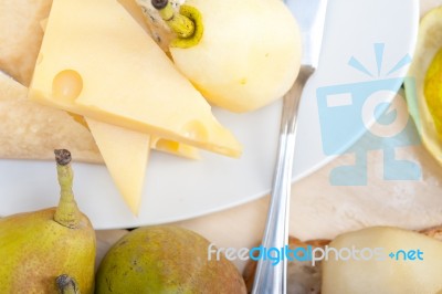 Fresh Pears And Cheese Stock Photo