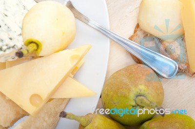 Fresh Pears And Cheese Stock Photo