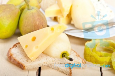 Fresh Pears And Cheese Stock Photo