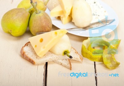 Fresh Pears And Cheese Stock Photo