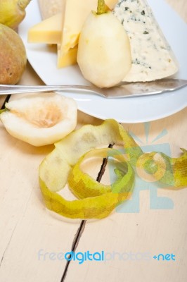 Fresh Pears And Cheese Stock Photo