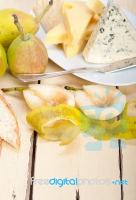 Fresh Pears And Cheese Stock Photo