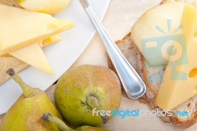 Fresh Pears And Cheese Stock Photo