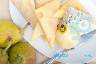 Fresh Pears And Cheese Stock Photo